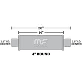 MagnaFlow Center 2.5in Inlet Center 2.5in Outlet 4in x 14in Round Straight Through Performance Muffler 10416