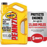Pennzoil Platinum High Mileage Full Synthetic Engine Oil 5W-20 5 Quart