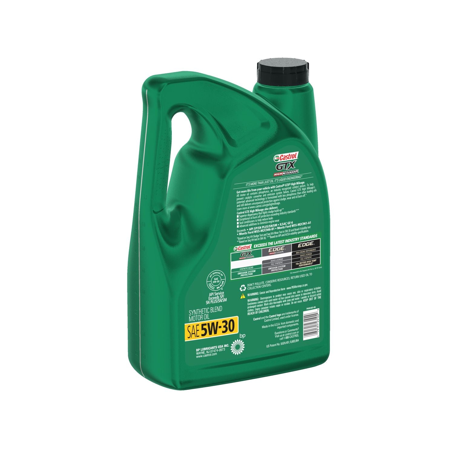 Castrol GTX High Mileage Synthetic Blend Engine Oil 5W-30 5 Quart