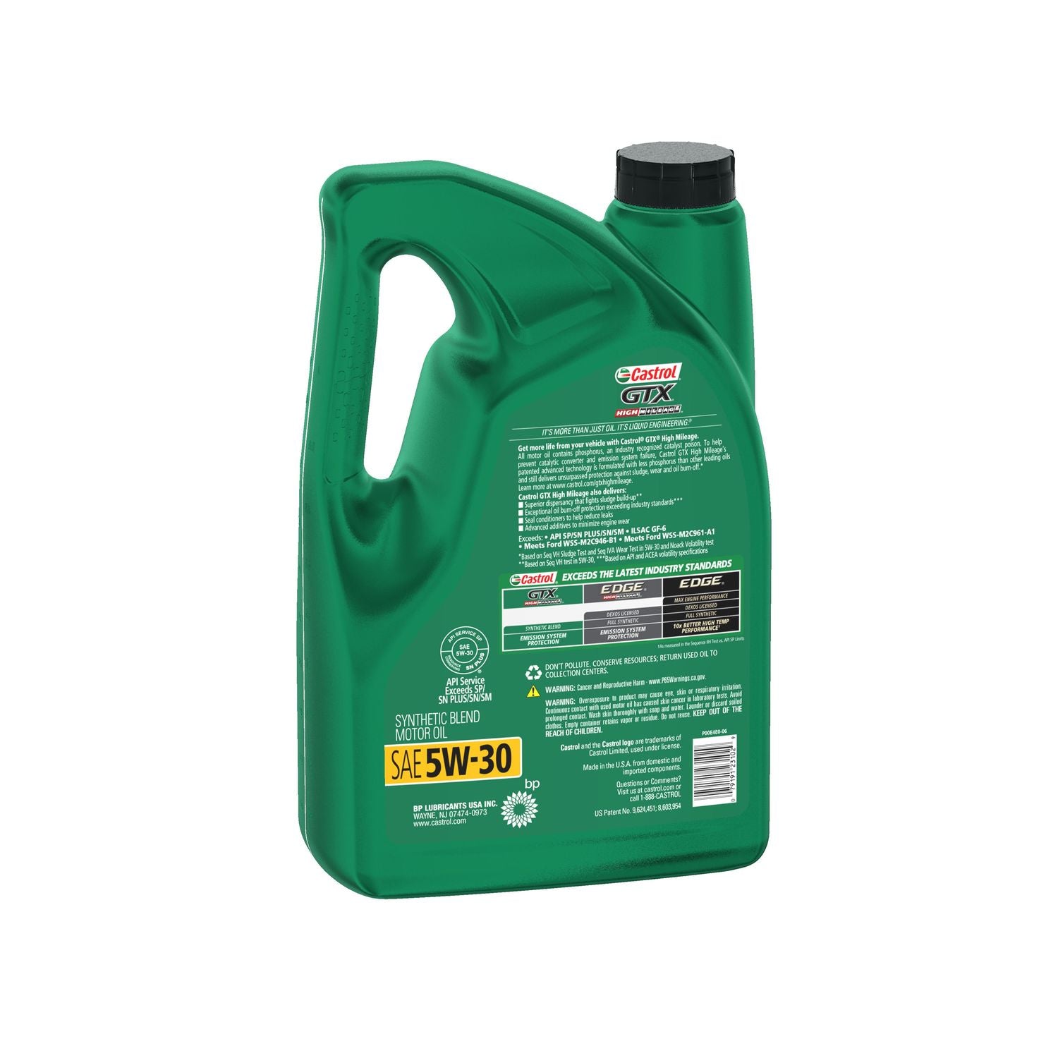 Castrol GTX High Mileage Synthetic Blend Engine Oil 5W-30 5 Quart