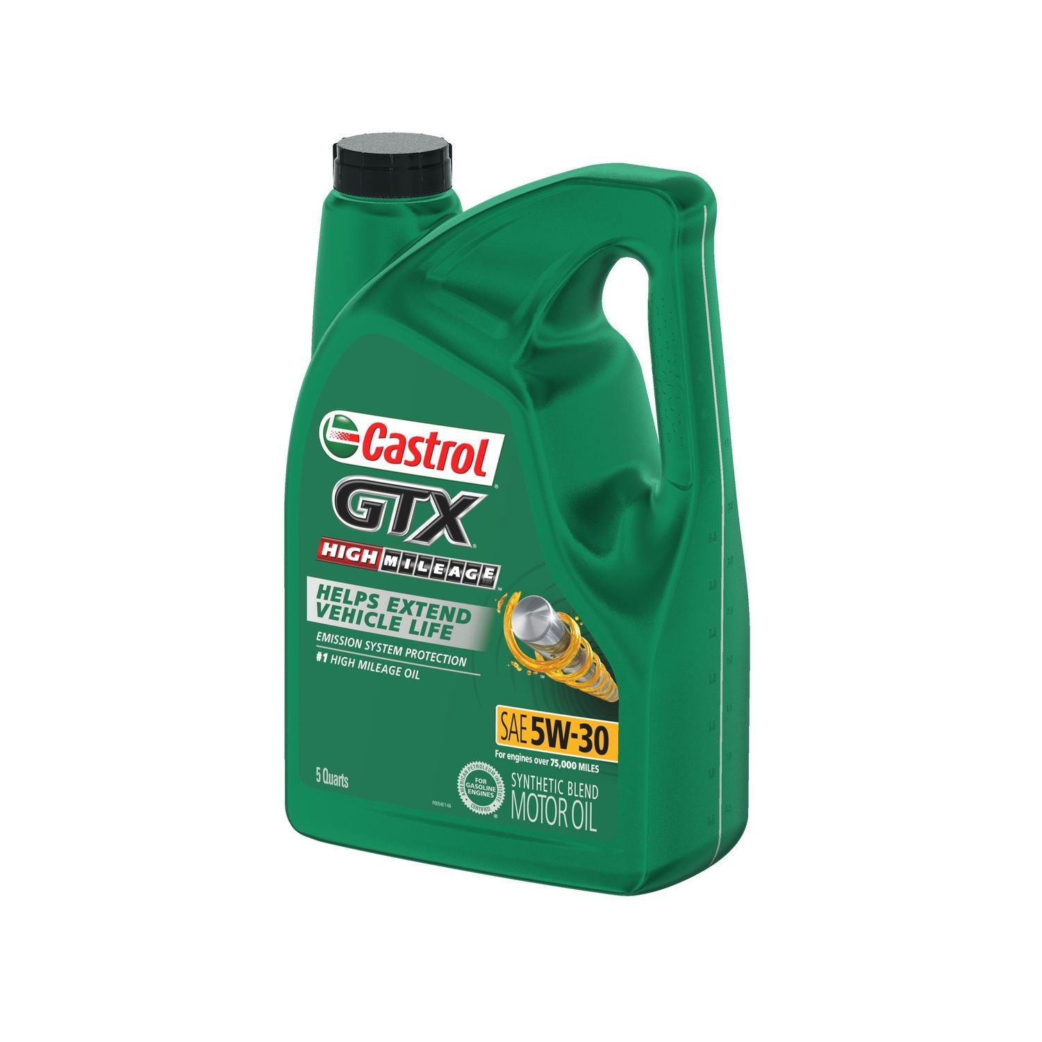 Castrol GTX High Mileage Synthetic Blend Engine Oil 5W-30 5 Quart
