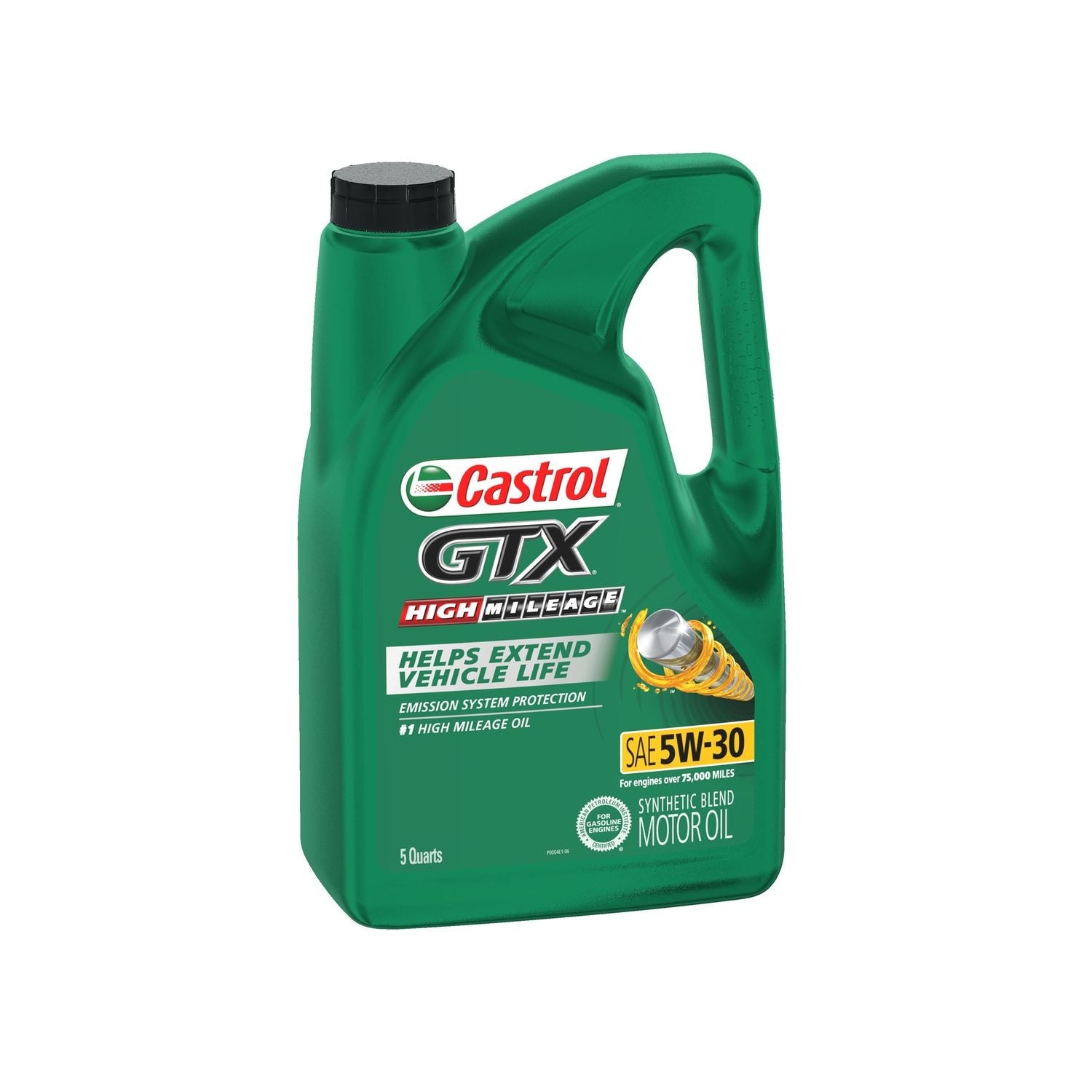 Castrol GTX High Mileage Synthetic Blend Engine Oil 5W-30 5 Quart