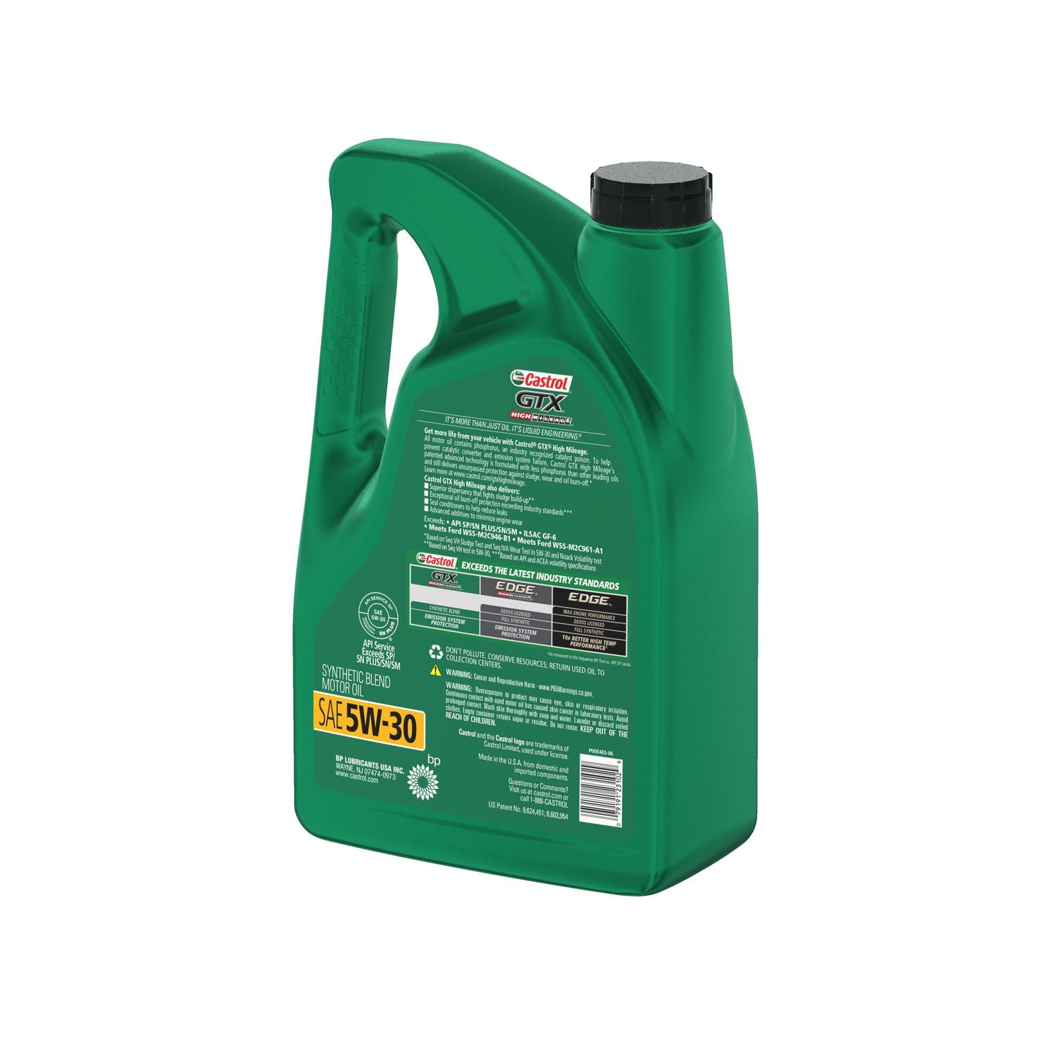 Castrol GTX High Mileage Synthetic Blend Engine Oil 5W-30 5 Quart