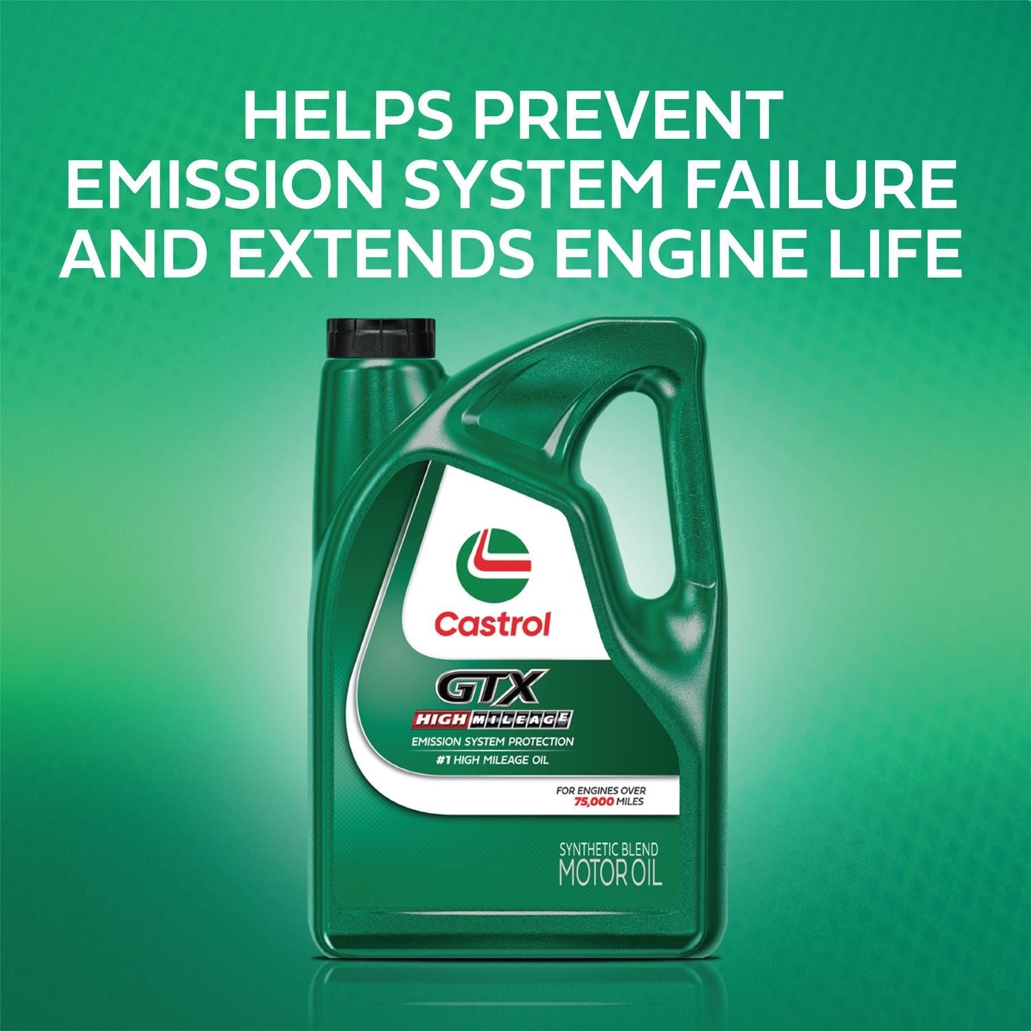 Castrol GTX High Mileage Synthetic Blend Engine Oil 5W-30 5 Quart
