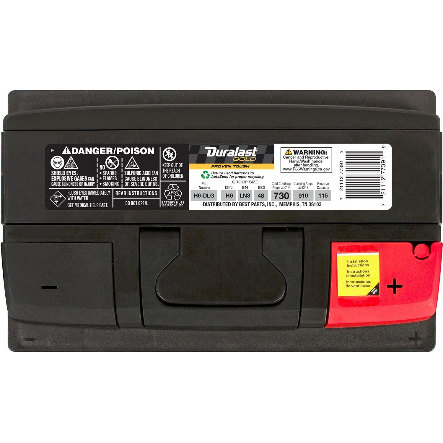Duralast Gold Battery BCI Group Size 48 730 CCA H6-DLG