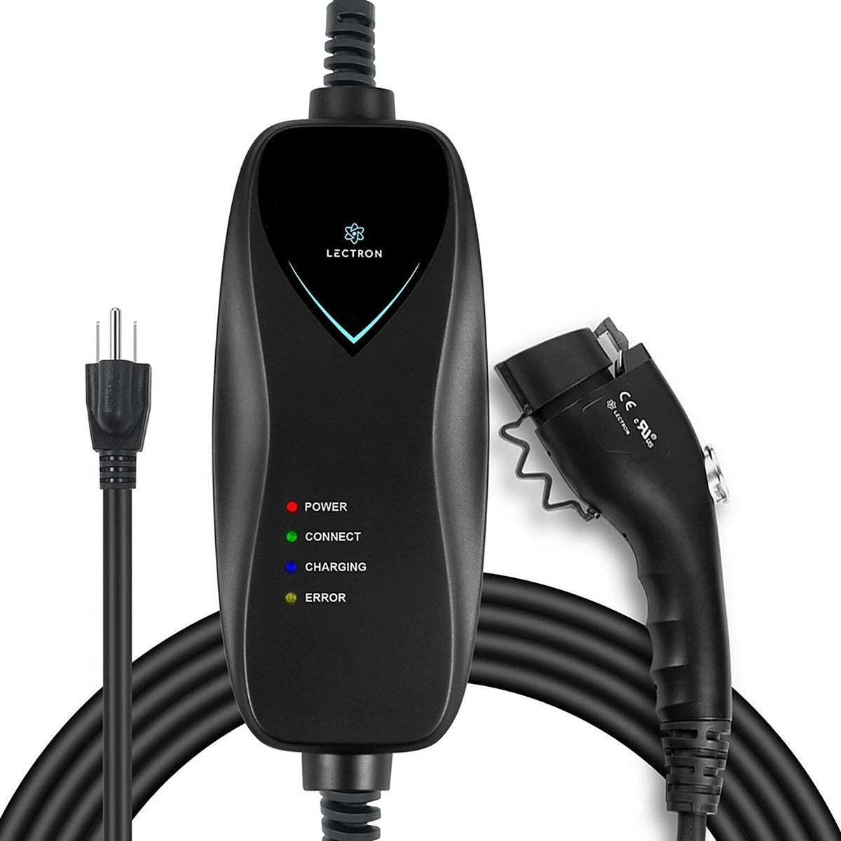 Lectron 110 Volt 15 Amps, Level 1 Electric Vehicle Charger, ETL Certified, 16ft Extension Cord J1772 Cable, Portable for J1772 EVs with NEMA 5-15 Plug