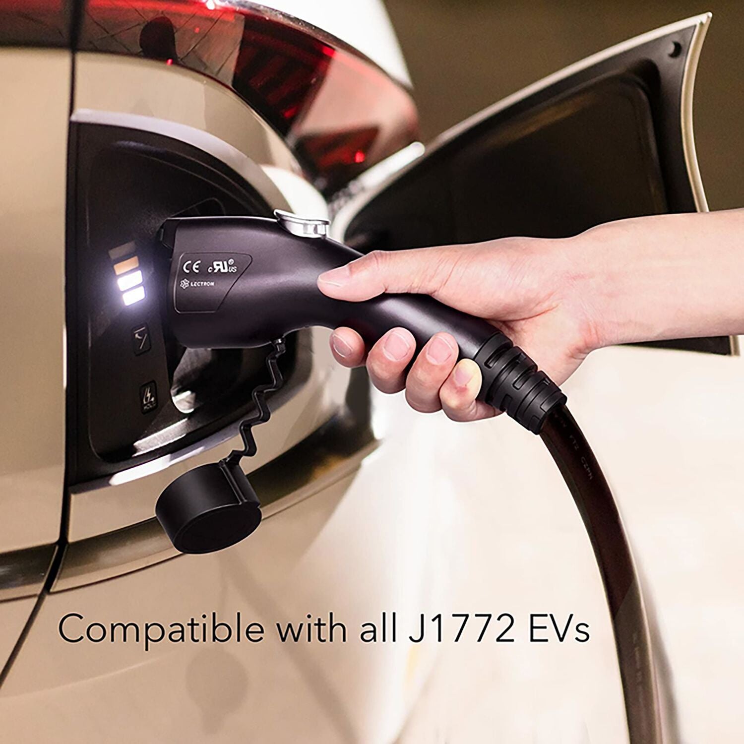Lectron 110 Volt 15 Amps, Level 1 Electric Vehicle Charger, ETL Certified, 16ft Extension Cord J1772 Cable, Portable for J1772 EVs with NEMA 5-15 Plug