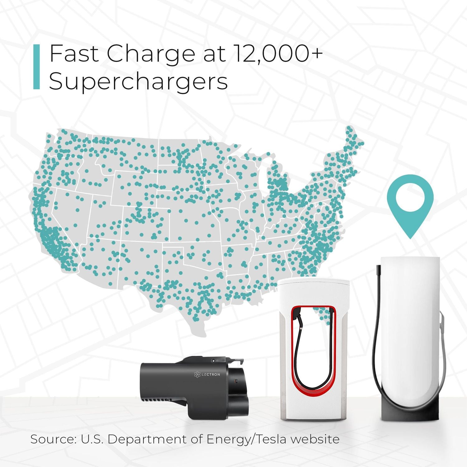 Lectron 1,000 Volt 500 Amps Tesla Supercharger (NACS) to CCS Powerful EV Adapter, Charge your CCS1 EV at Tesla Superchargers with Vortex Plug