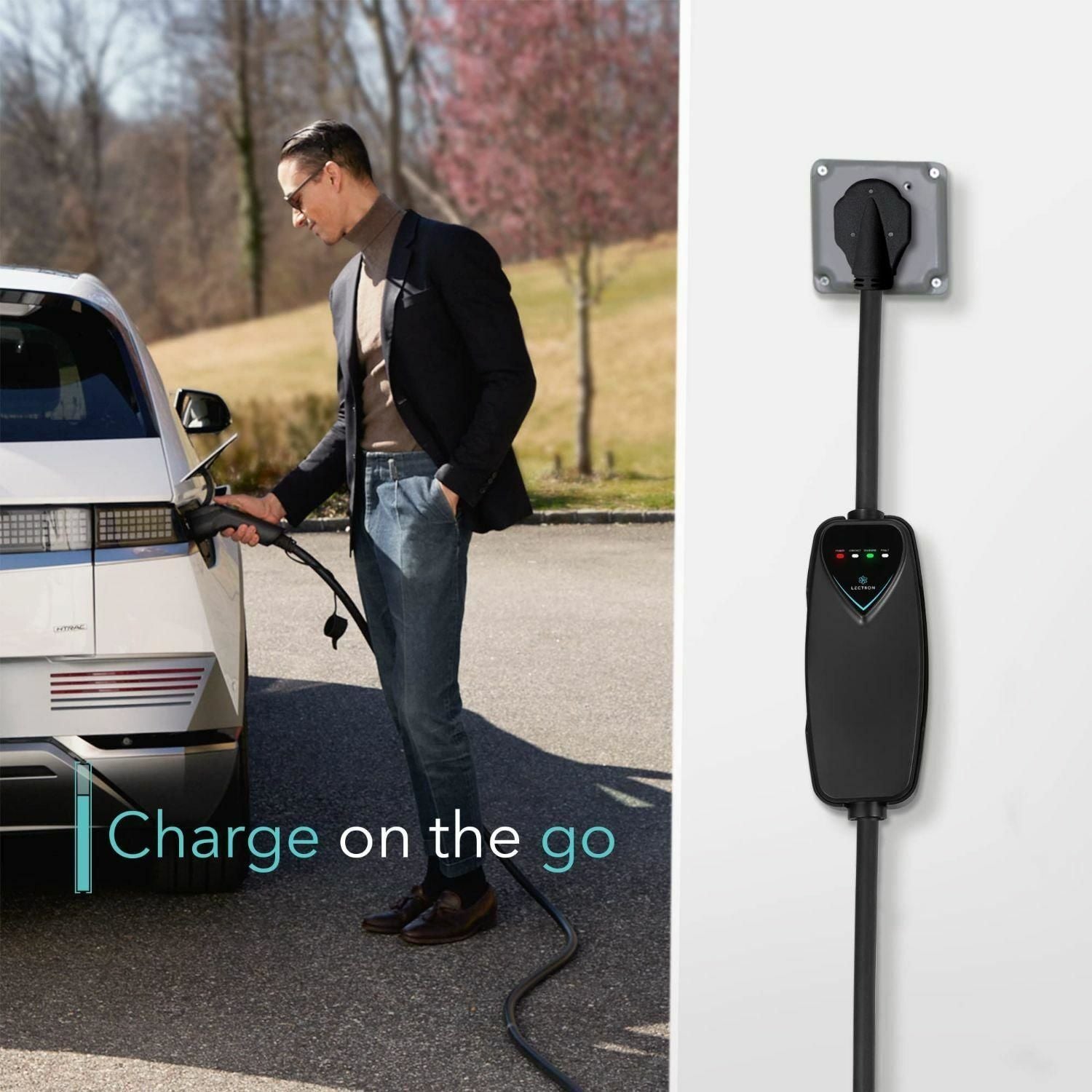 Lectron 240 Volt 40 Amps, Level 2 Electric Vehicle Charger, ETL Certified, NEMA 14-50 Plug, 16ft Extension Cord Cable and Portable for J1772 EVs and Plug-in Hybrid Vehicles