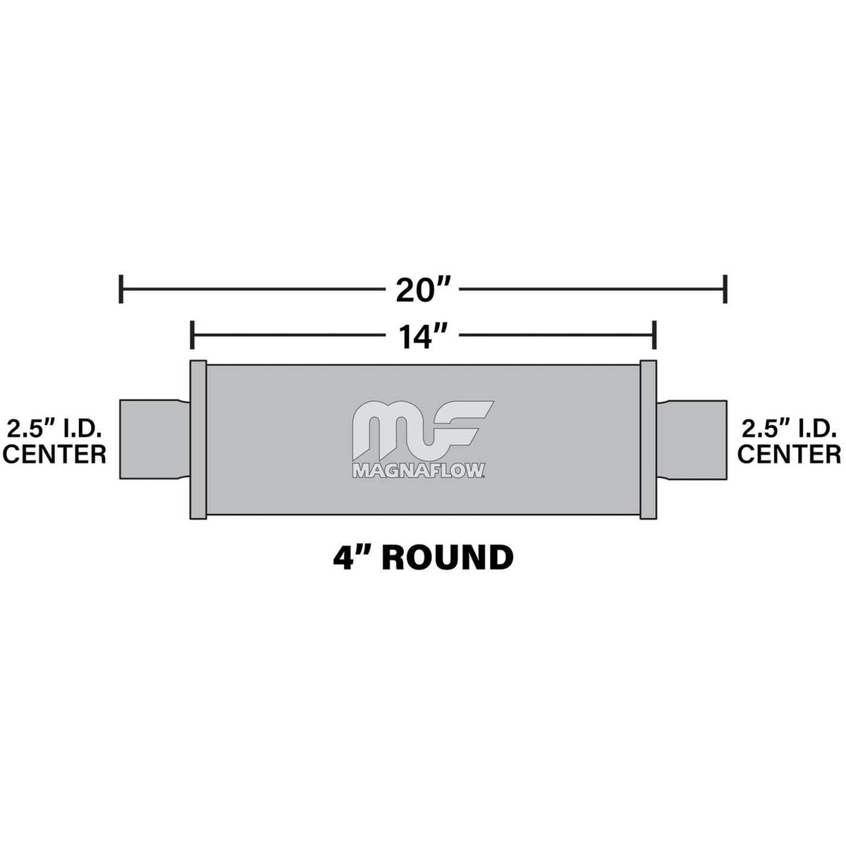 MagnaFlow Center 2.5in Inlet Center 2.5in Outlet 4in x 14in Round Straight Through Performance Muffler 10416