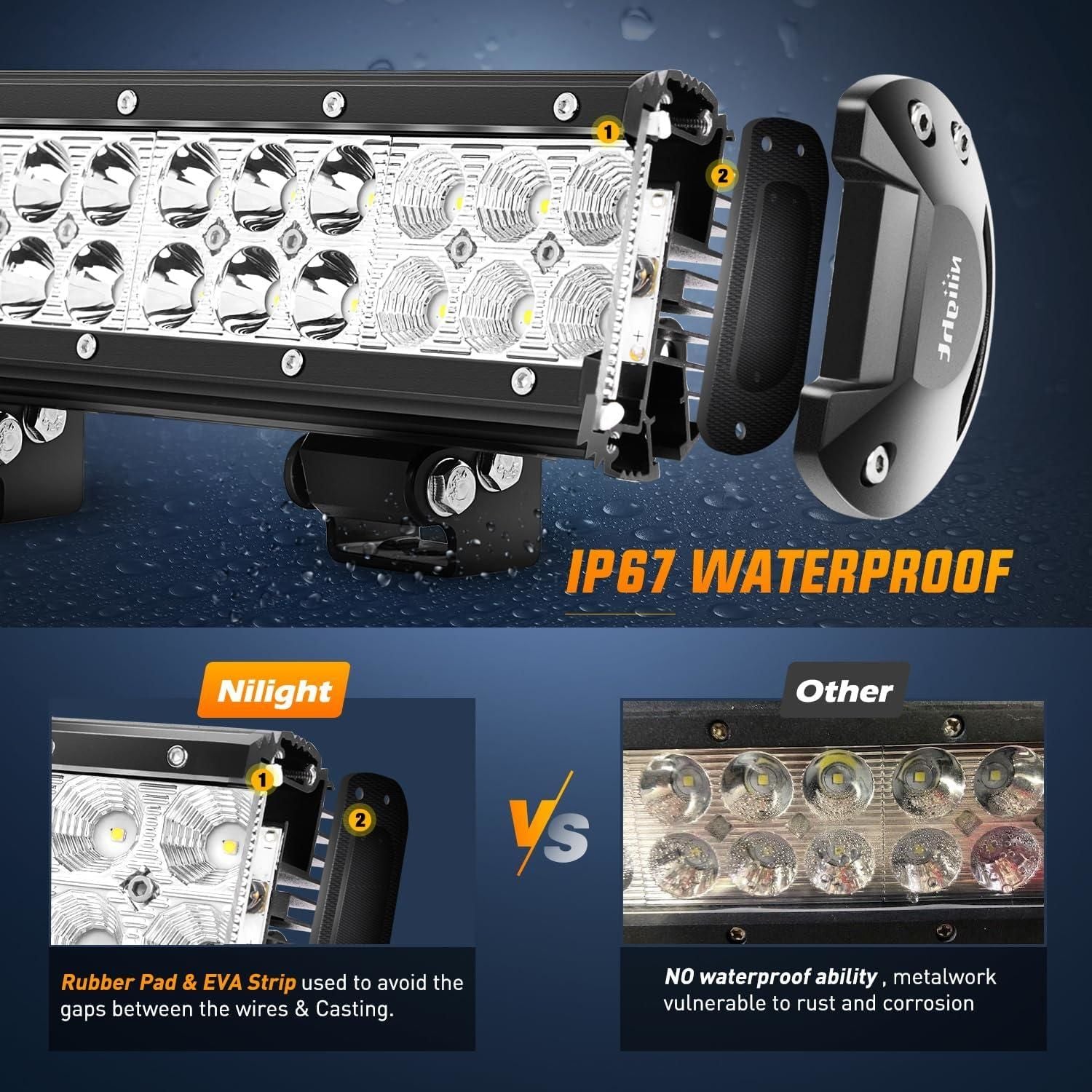 Nilight 17in 108W Spot Flood Combo LED Light Bar