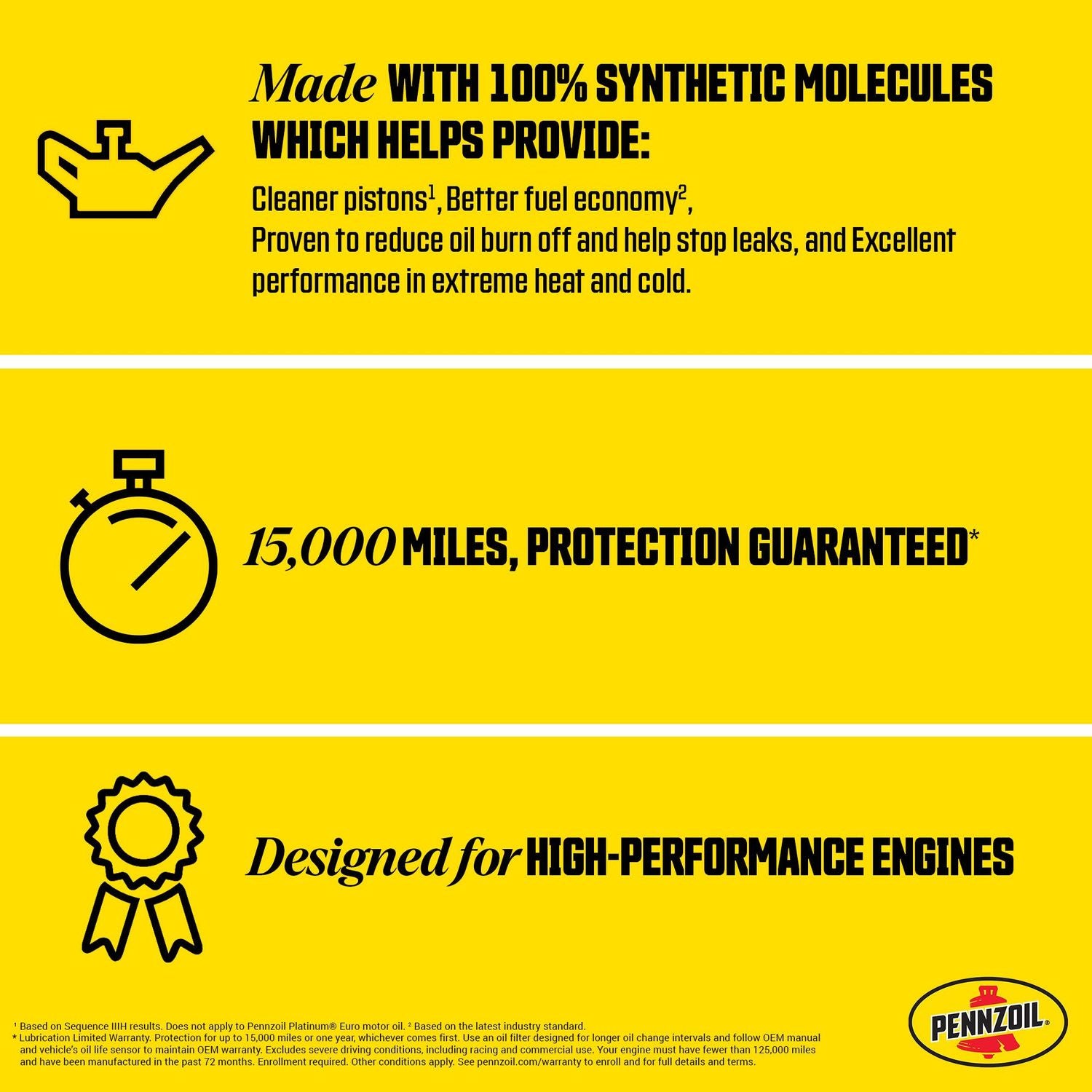 Pennzoil Platinum High Mileage Full Synthetic Engine Oil 5W-30 5 Quart