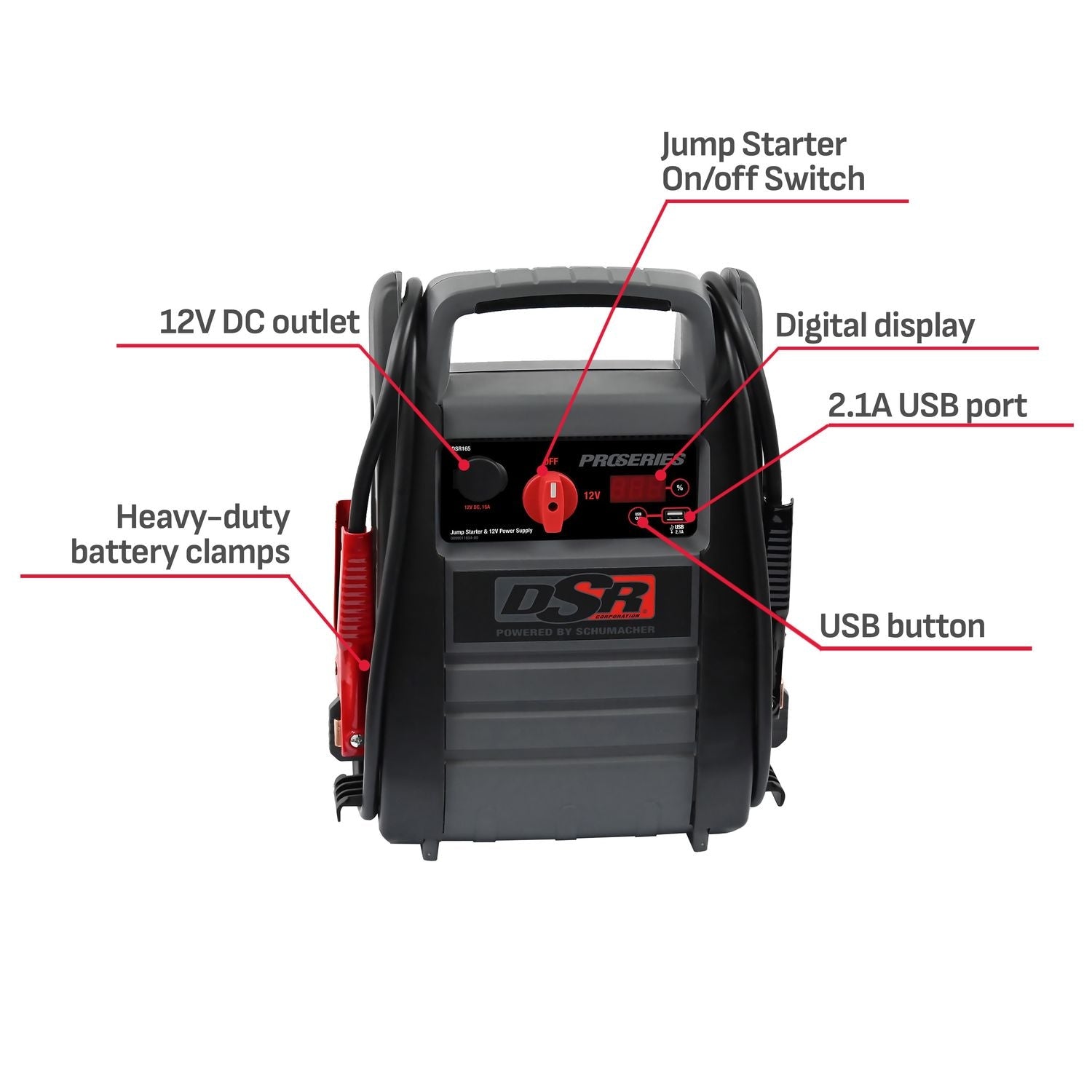 Schumacher 2,200 Amps Jump Starter with USB and DC Power DSR114