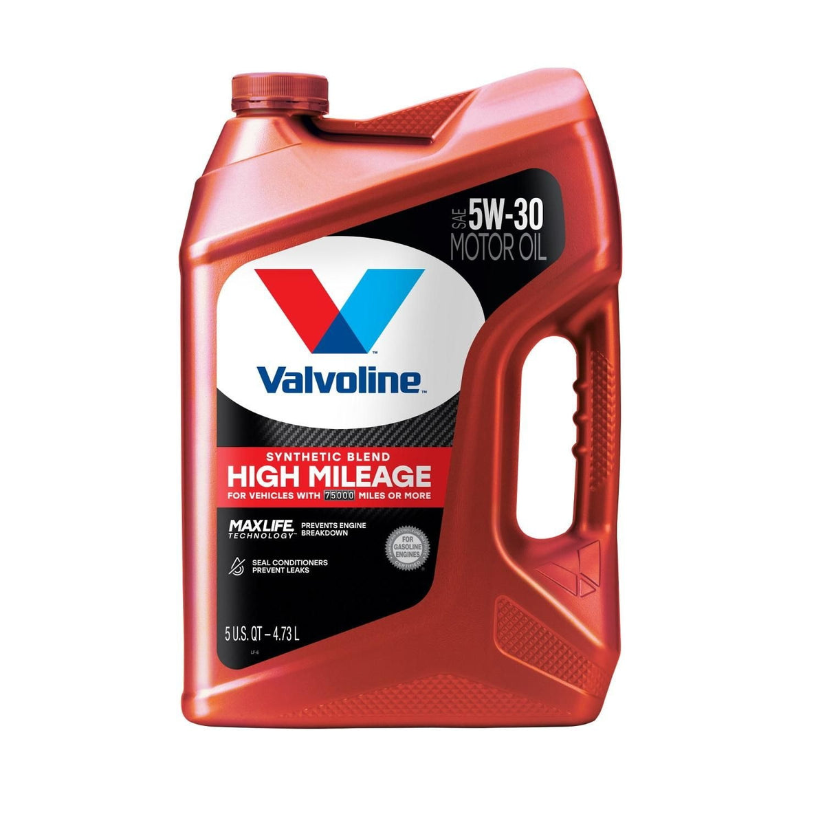 Valvoline High Mileage Synthetic Blend Engine Oil 5W-30 5 Quart