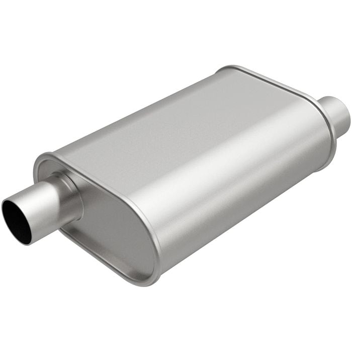 Rumble Exhaust 2in Offset Inlet x 2in Offset Outlet 4 x 11in Oval Aluminized Steel Performance Muffler